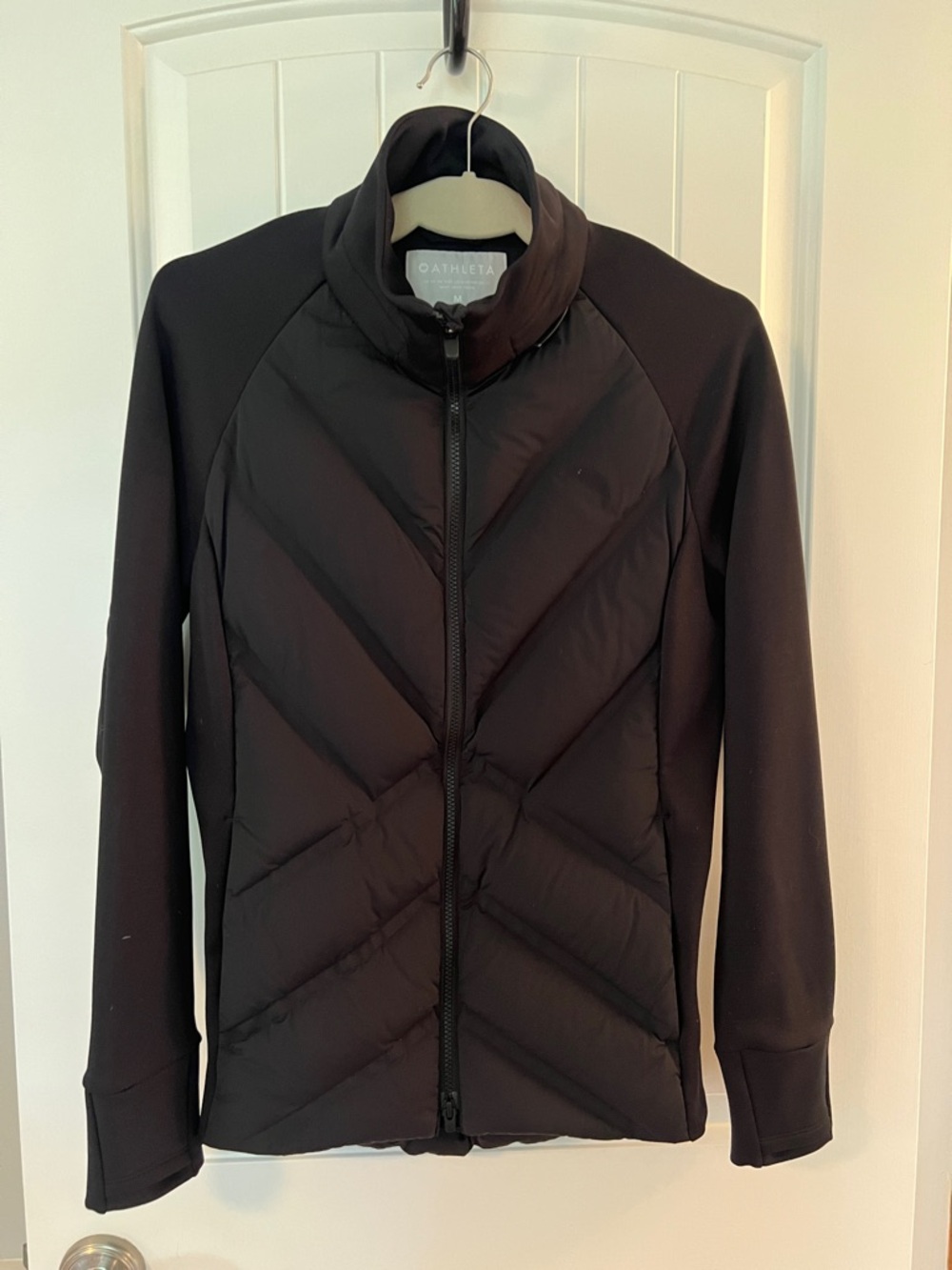 Athleta Black Quilted Hybrid Puffer Jacket